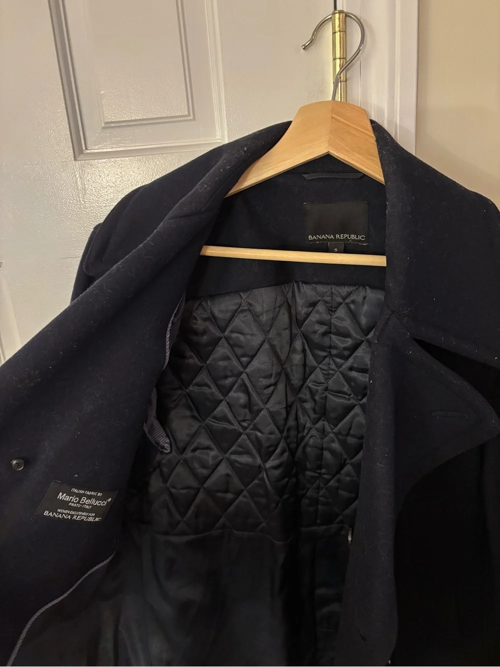 Banana Republic Men's Dark Navy Double-Breasted Wool Peacoat
